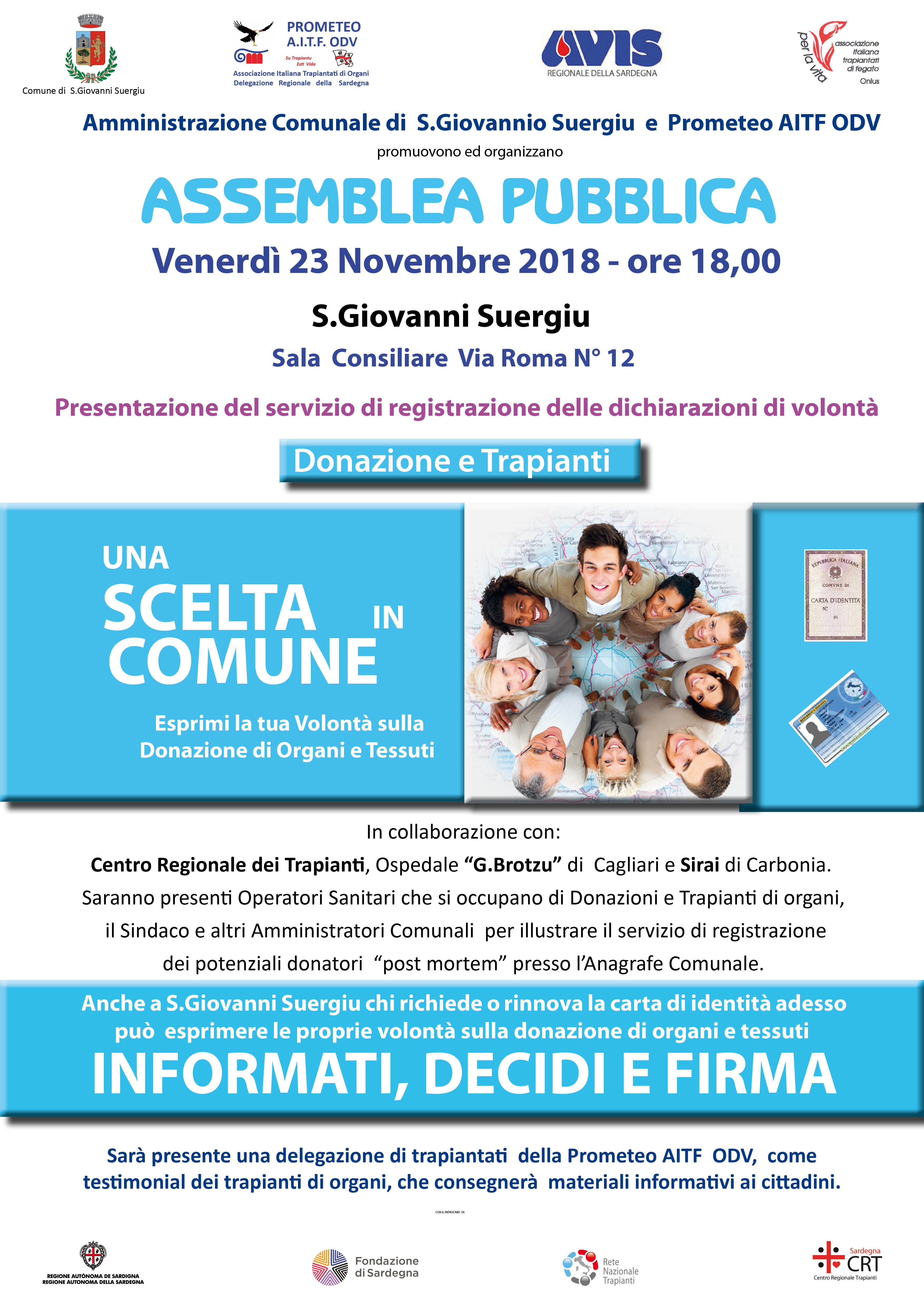 “Una scelta comune”, anche San Giovanni Suergiu promuove la donazione di organi