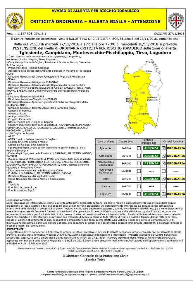 Nuova allerta gialla in Sardegna, rischio forti piogge dalle 21 di oggi alle 12 di domani