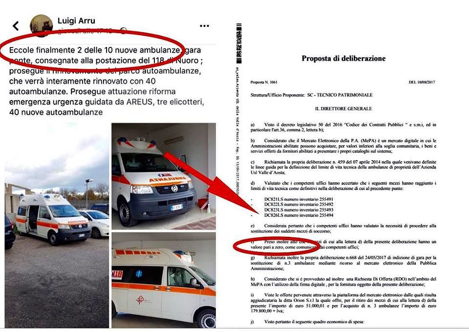 Pili: “Arru inaugura due ambulanze nuove, ma sono quelle rottamate dalla Valle D’Aosta”