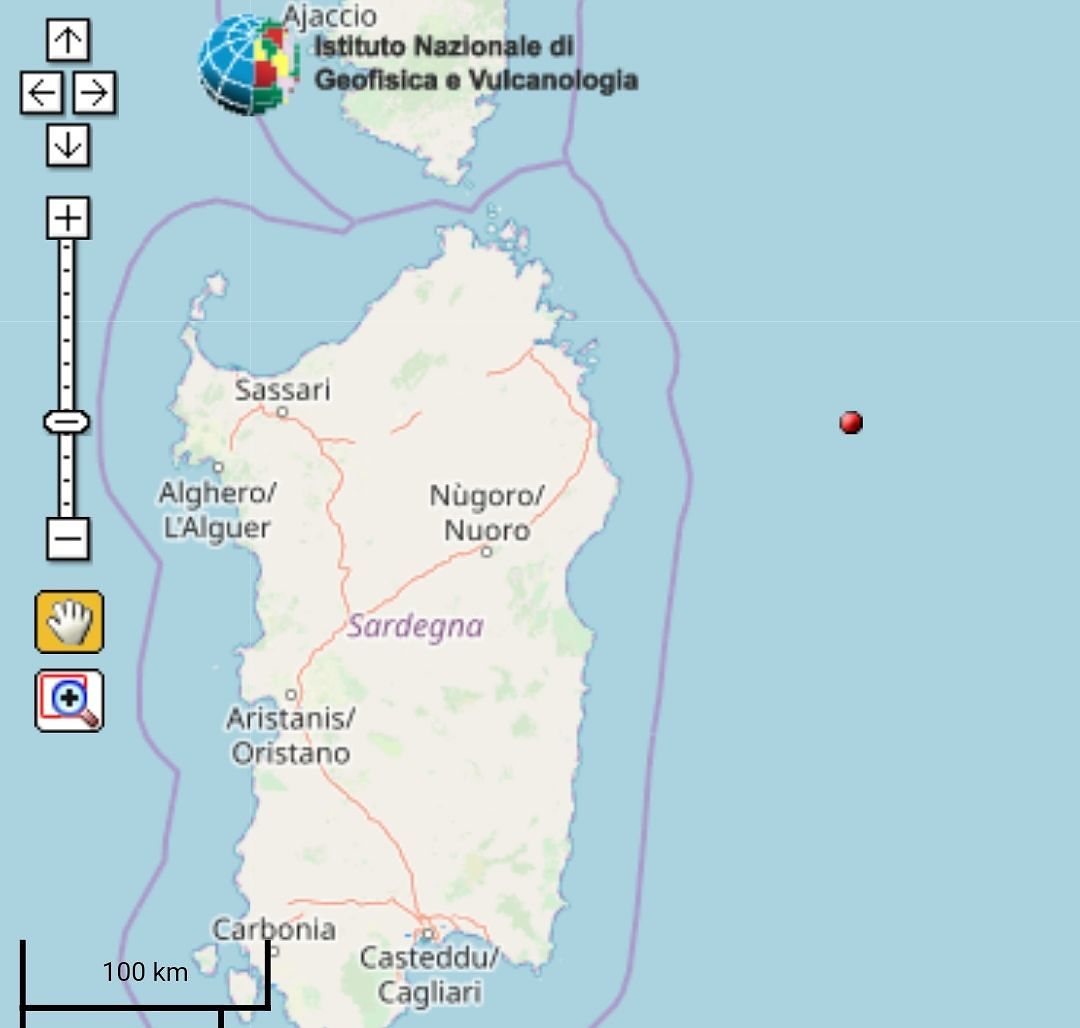 Terremoto al largo delle coste della Sardegna, scossa di magnitudo 3.5