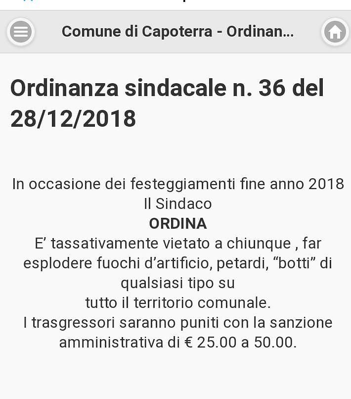 Capoterra, multe salate a chi spara botti e petardi: 50 euro per ogni boom proibito a Capodanno