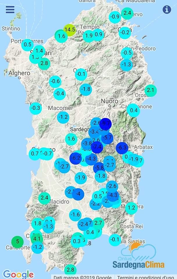 La Sardegna nella morsa dell’inverno: stanotte sfiorati i -10 gradi nel fonnese