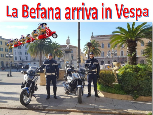 La Befana arriva in Vespa a Sassari per i bambini ospiti della case protette