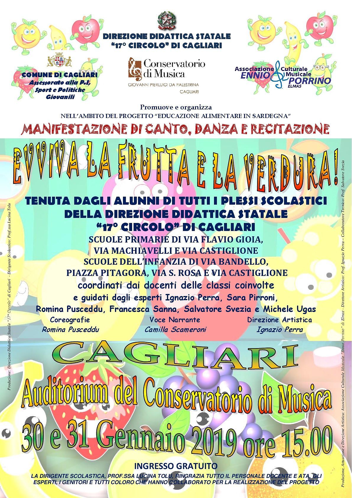 “Evviva la frutta e la verdura”, lo spettacolo dei piccoli studenti all’Auditorium del Conservatorio di Cagliari