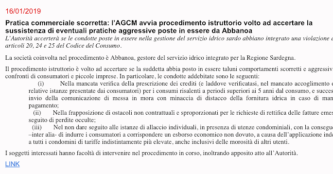 Abbanoa, Tedde (Fi): “L’assassino ritorna sempre sul luogo del delitto”