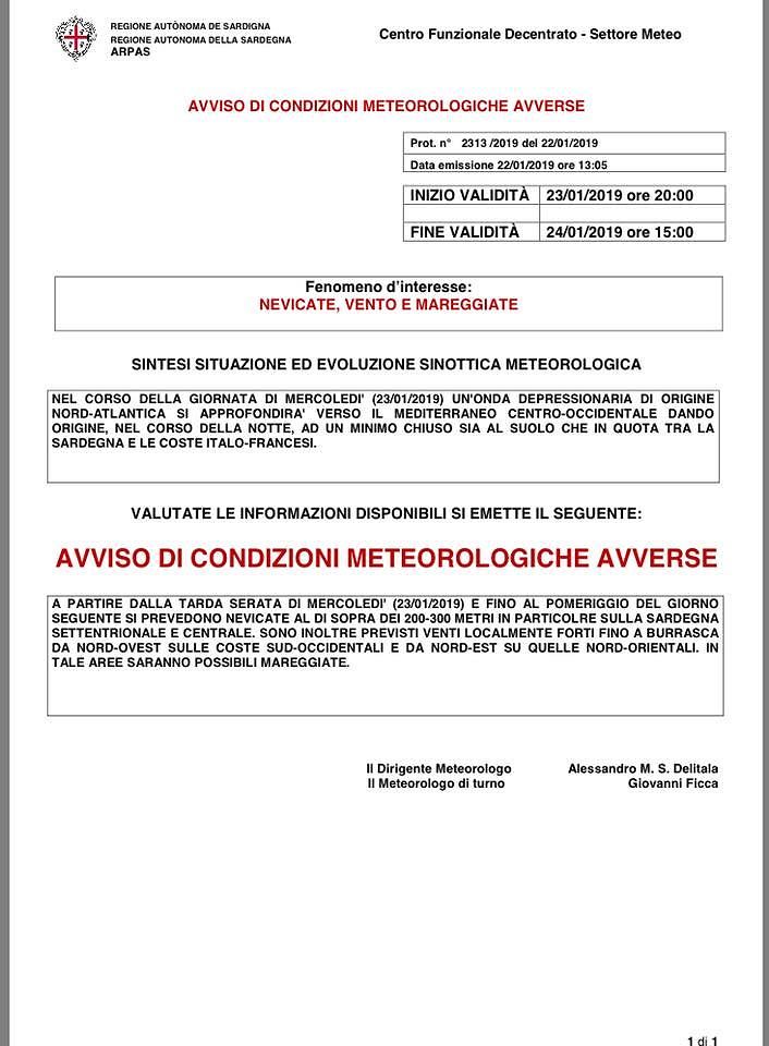 Allerta meteo nel Cagliaritano: “In arrivo venti forti, ma nevicate solo sopra i 200 metri”