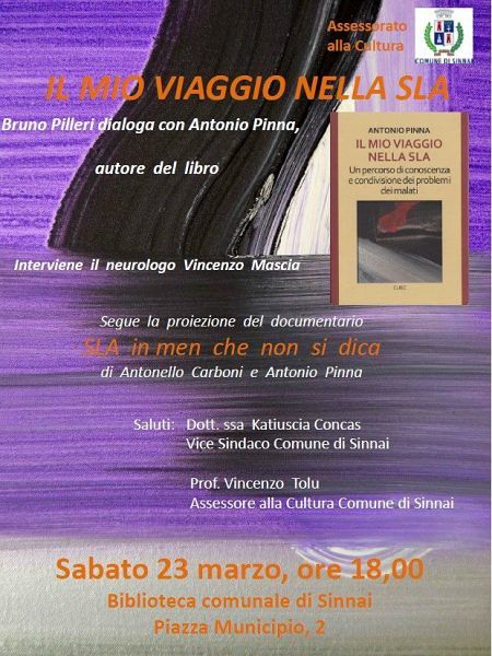 “Il mio viaggio nella SLA” di Antonio Pinna sabato 23 marzo in biblioteca a Sinnai