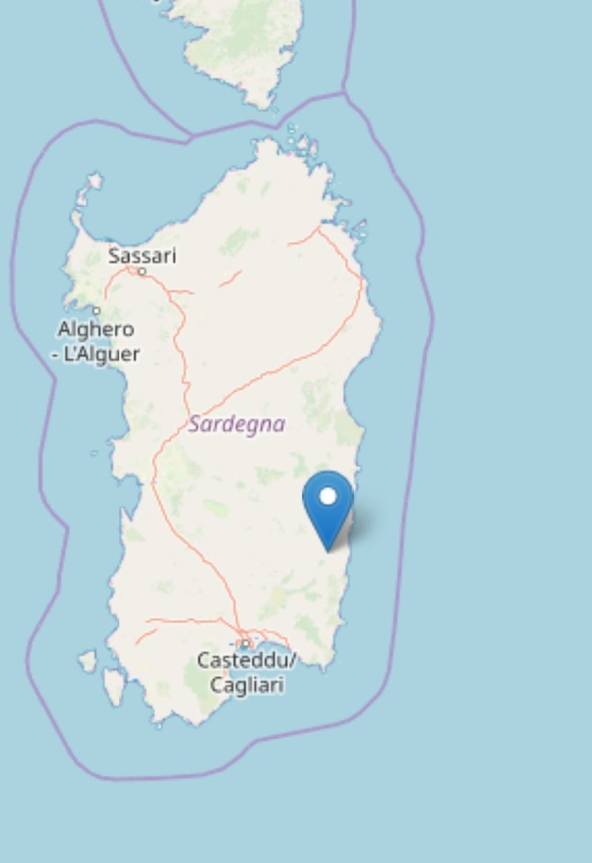 Scossa di terremoto nel cuore della Sardegna, l’epicentro registrato a Tertenia