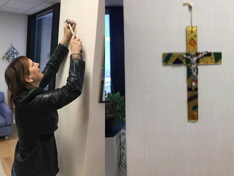 Alessandra Zedda, l’anti Massimo Zedda: subito in ufficio il crocifisso che il sindaco aveva levato