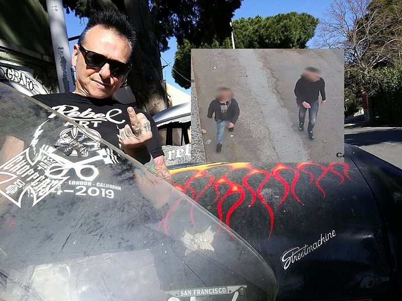 Cagliari, auto spaccata a Walter Rebel: “Ecco le foto dei 2 vigliacchi. Aiutatemi a trovarli”