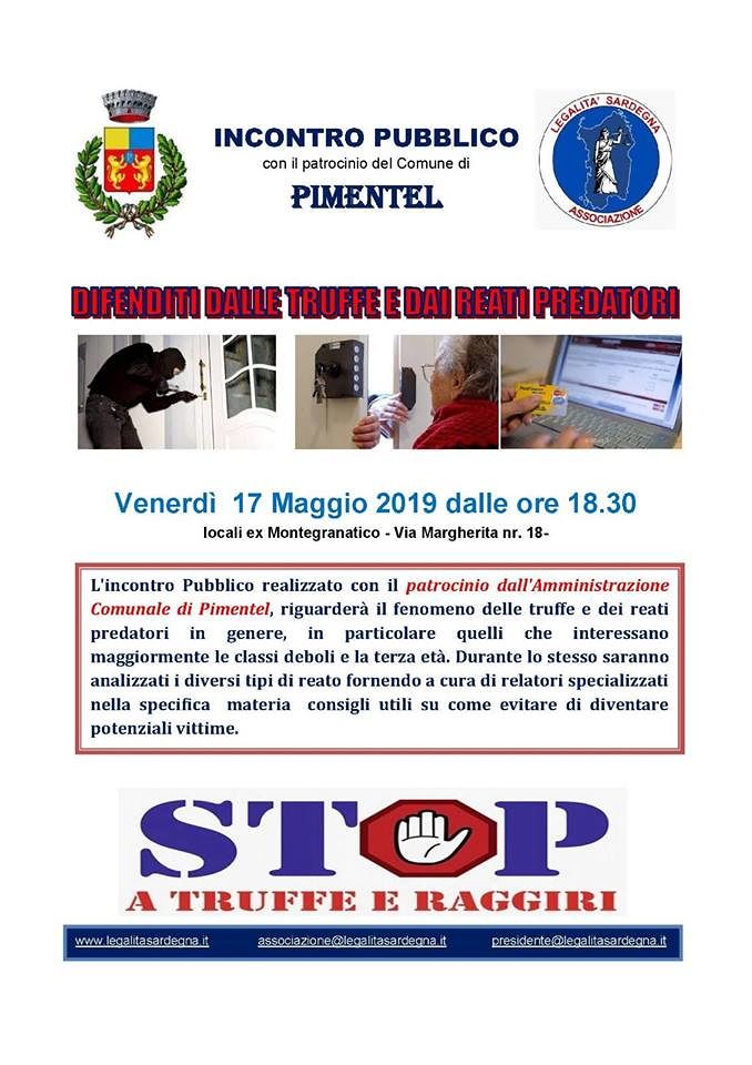 “Difenditi dalle truffe e dai reati predatori”, un seminario a Pimentel