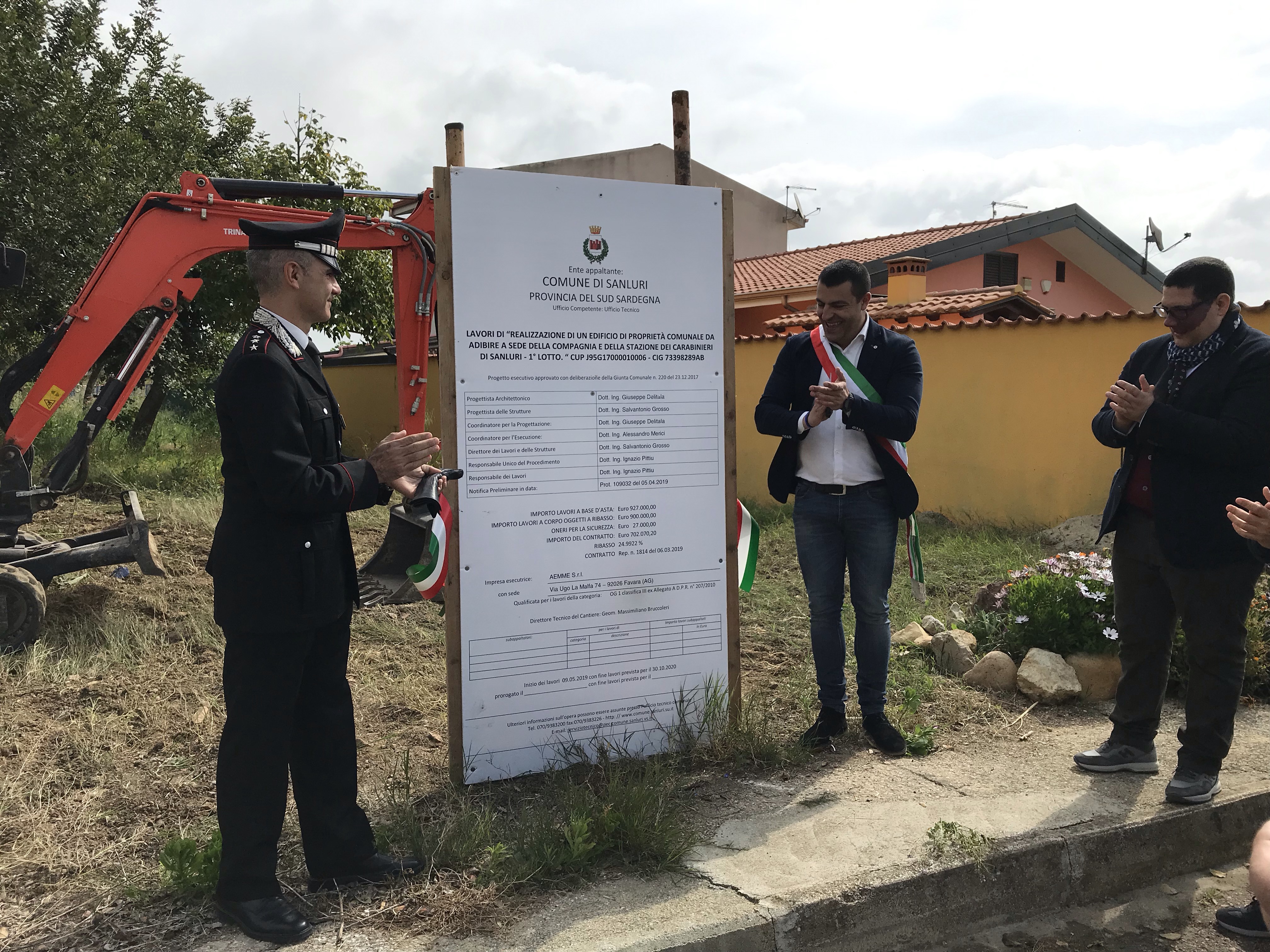 Sanluri, nasce la nuova caserma dei carabinieri: ecco la storica posa della prima pietra