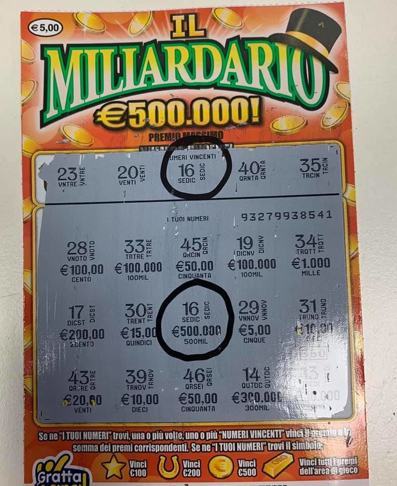 Dolianova ha un nuovo “zio Paperone”, vinti 500mila euro al gratta e vinci