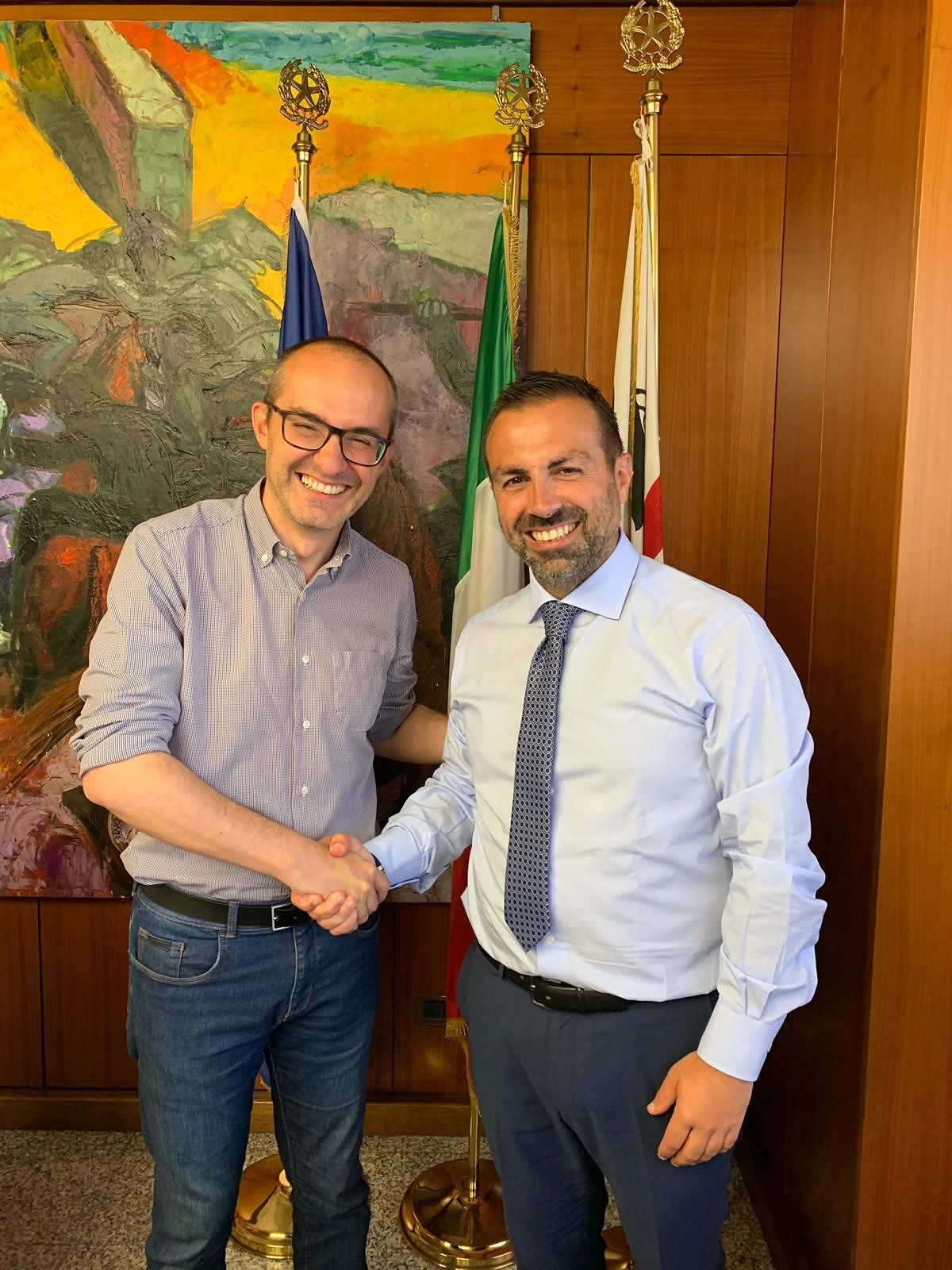 Il Presidente del Consiglio regionale Michele Pais riceve il neo sindaco di Cagliari