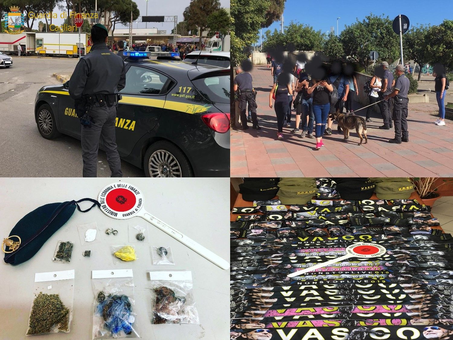 Droga, parcheggiatori e articoli contraffatti ai concerti di Vasco: stretta della Finanza a Cagliari
