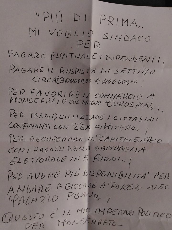 Volantini e calunnie contro l’ex sindaco, Locci: “La macchina del fango si è messa in moto”