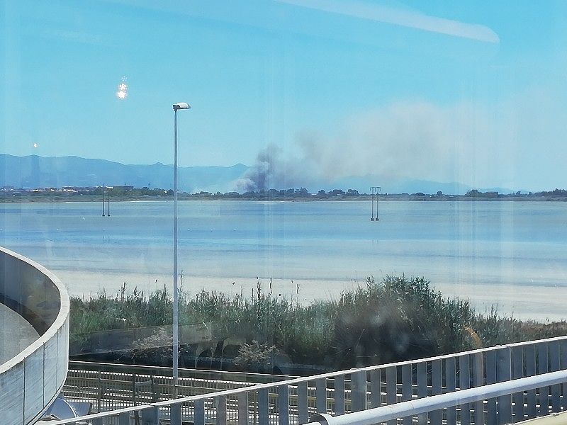 Quartu, nuovo incendio a Molentargius: il vento spinge il fumo sino al Poetto