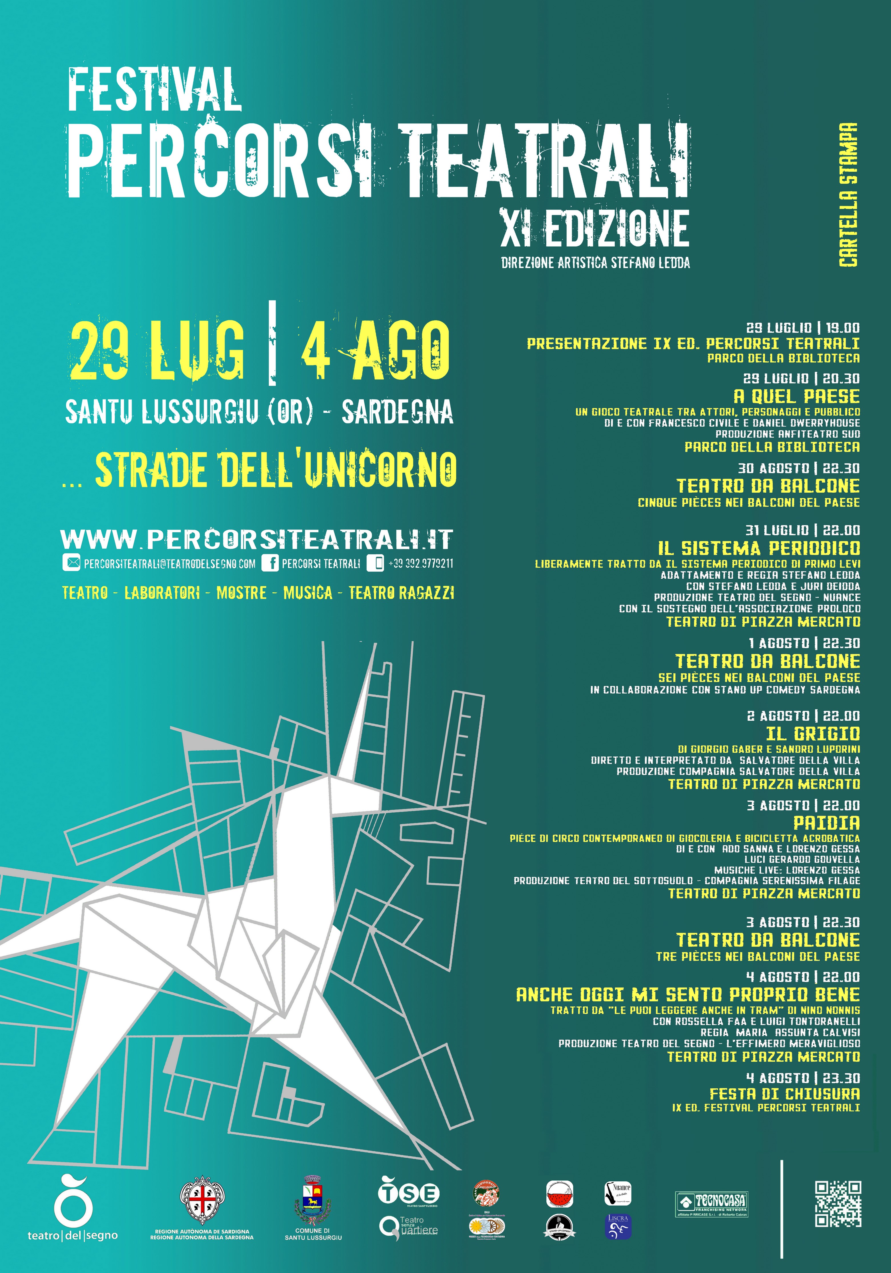 Al via lunedì 29 luglio l’XI Festival Percorsi Teatrali a Santu Lussurgiu
