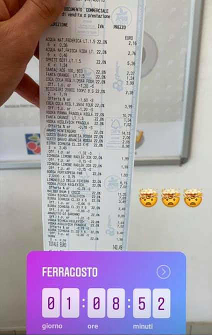 Cagliari, scontrini choc dei ragazzini su Instagram: “Vodka e limoncello per Ferragosto”
