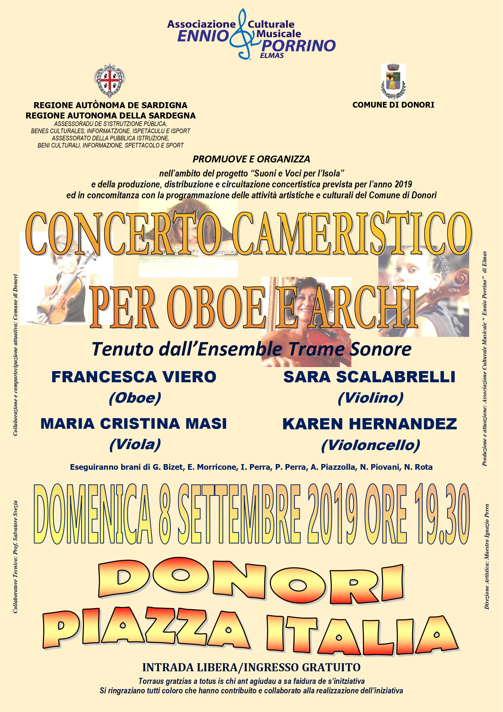 Donori, concerto cameristico per oboe e archi