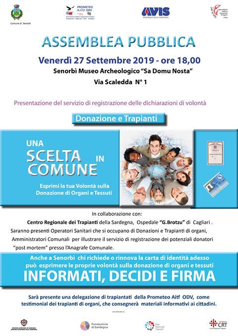 Senorbì, tutti insieme per promuovere la donazione degli organi e informare sui trapianti