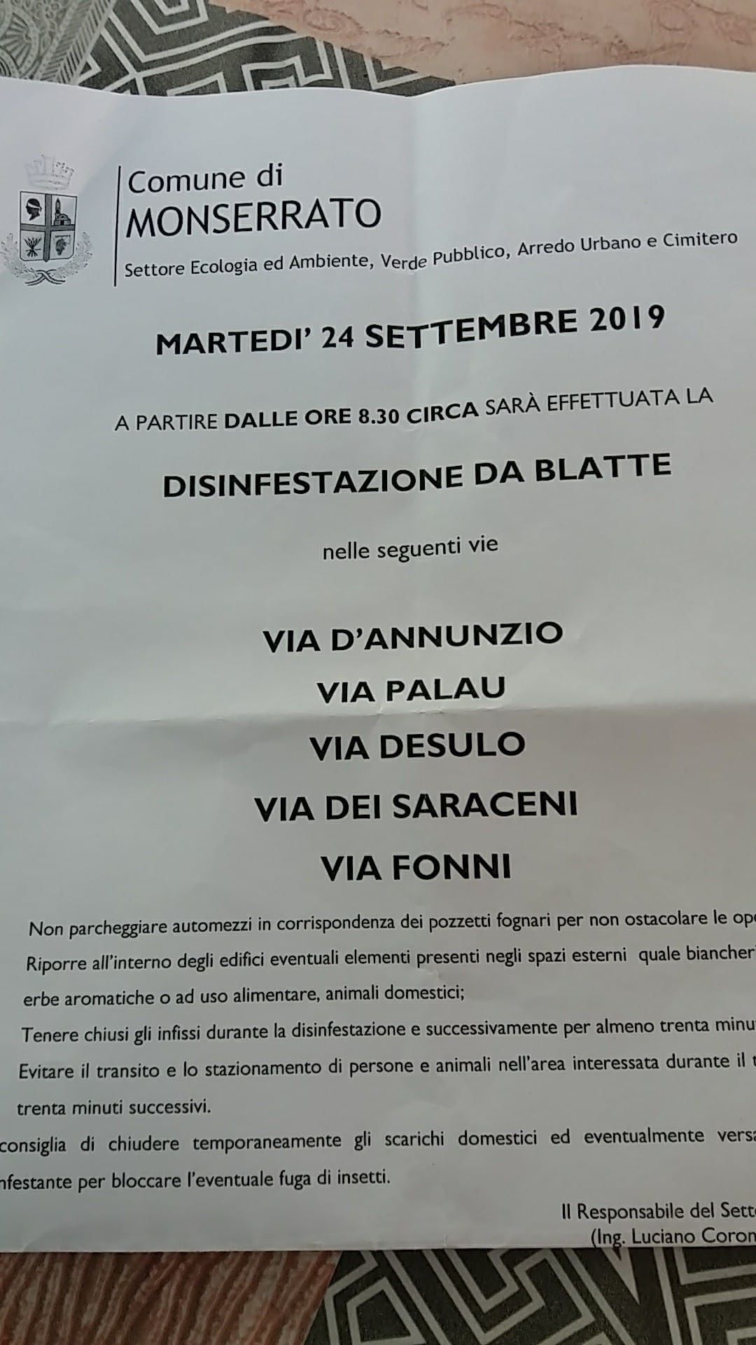 Monserrato, scatta la disinfestazione dalle blatte. Ma i cittadini su Fb ironizzano: “Qui ci sono topi enormi..”