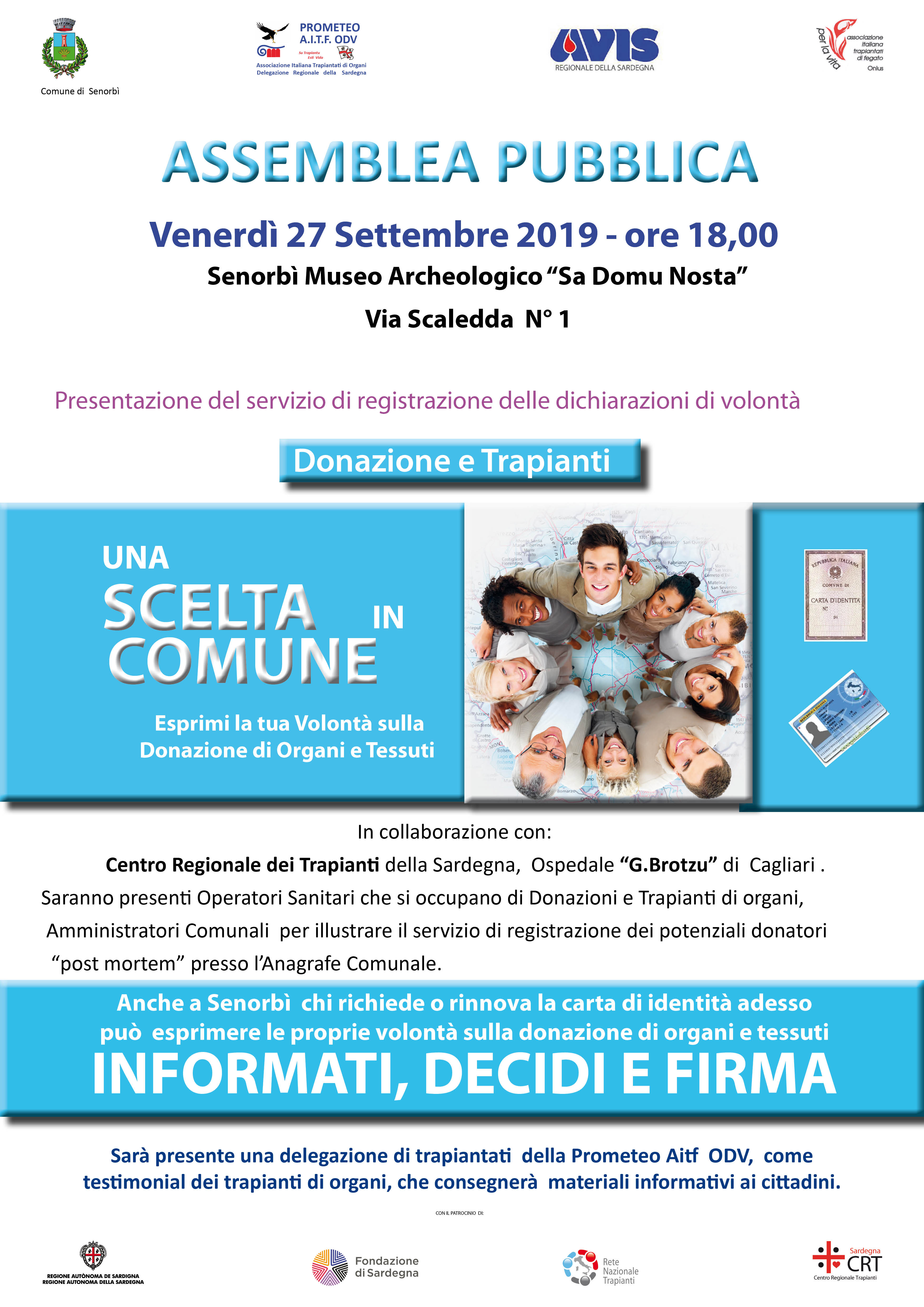 Senorbì, assemblea pubblica per promuovere la donazione degli organi