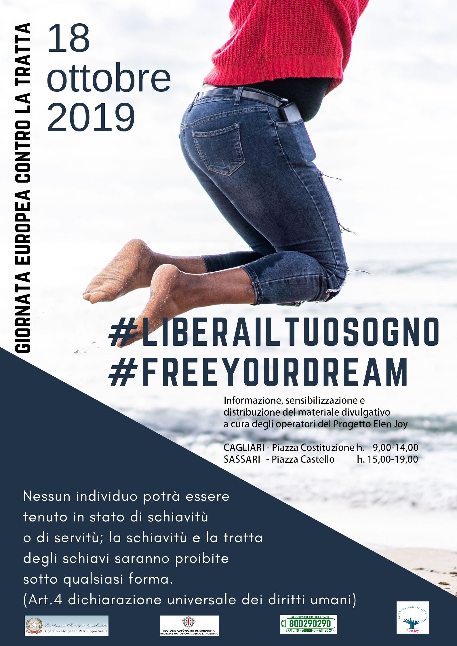 “Libera il tuo sogno”, a Sassari iniziativa contro la tratta di esseri umani