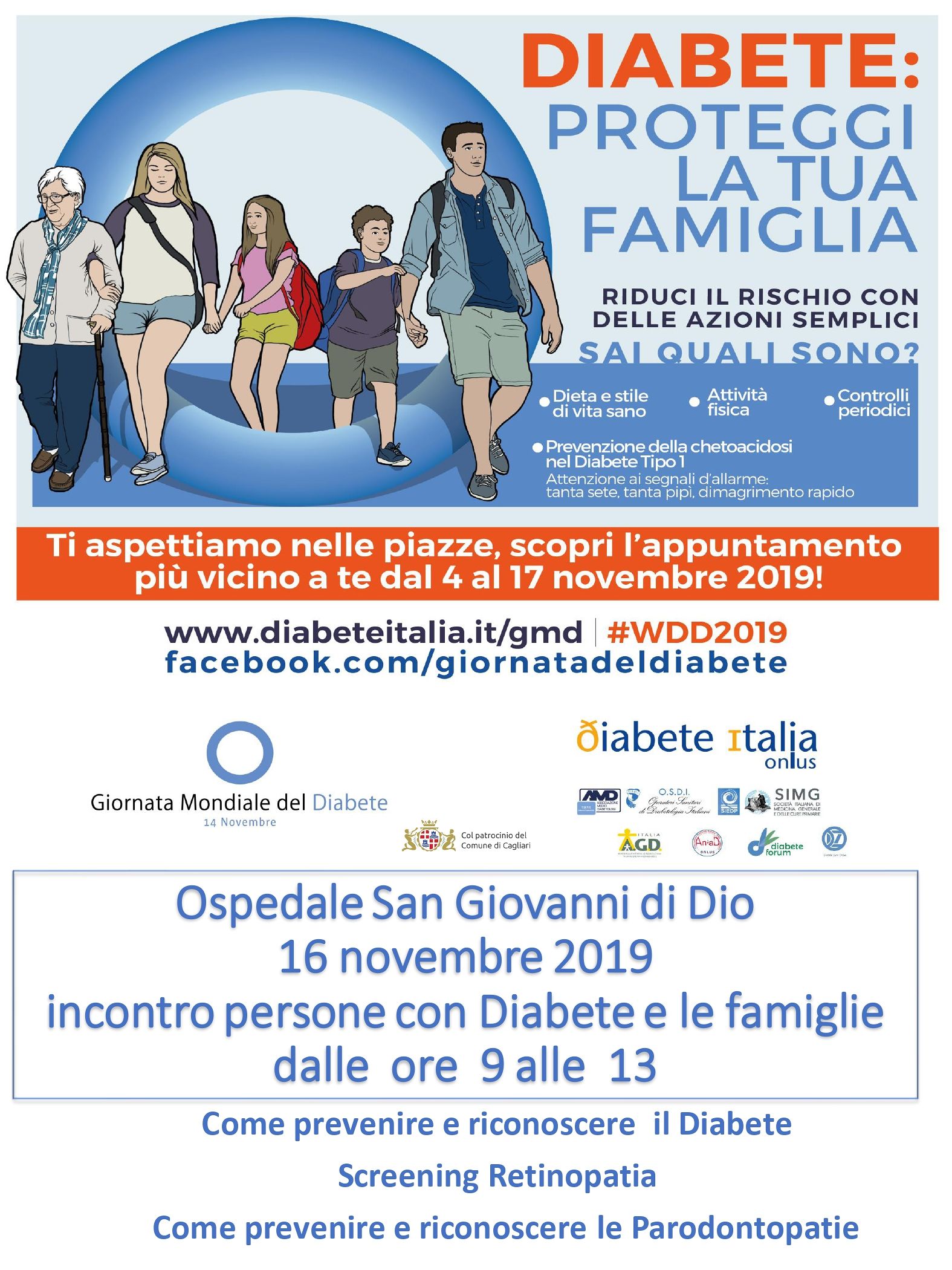 Giornata Mondiale del Diabete, a Cagliari i medici incontrano le famiglie