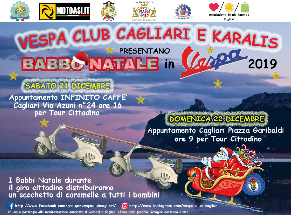 Cagliari, ritorna l’atteso Babbo Natale in Vespa