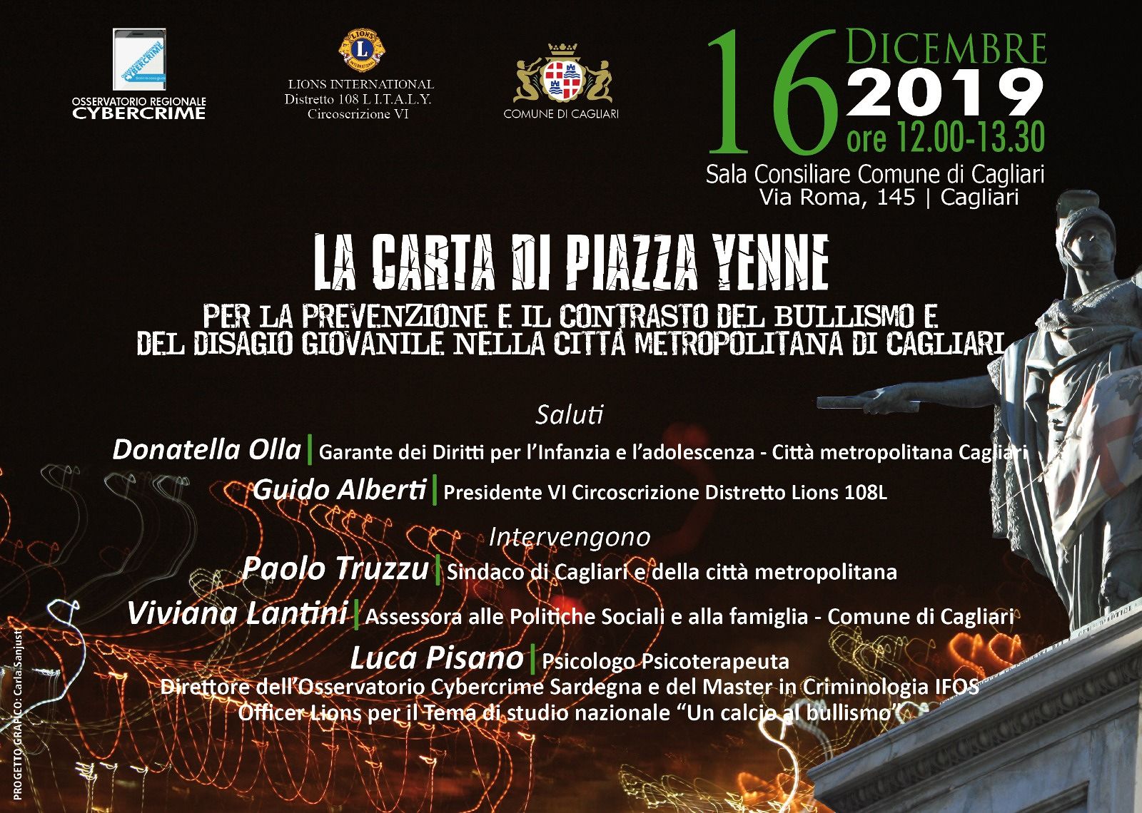 Nasce la Carta di Piazza Yenne: tutti insieme contro alcol, droga e disagio dei giovanissimi a Cagliari