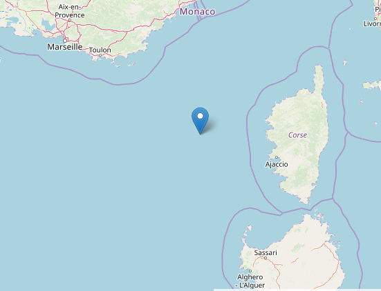Scossa di terremoto nel mare della Corsica: magnitudo 3.6