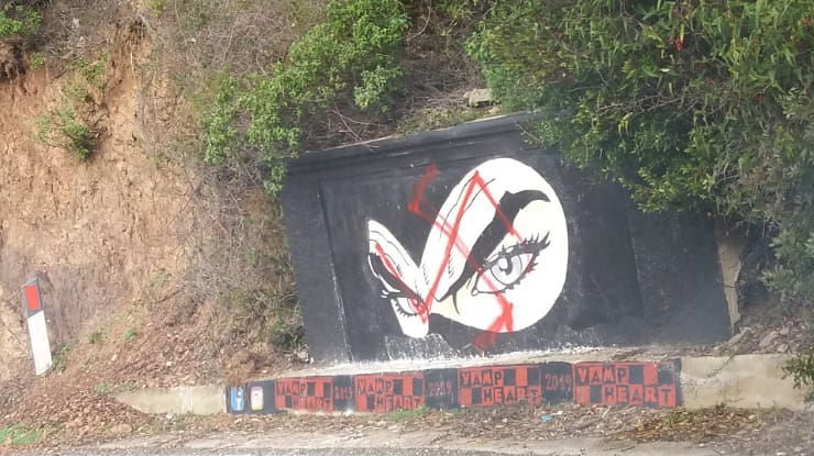 Imbrattata con una svastica l’opera del writer Vamp Earth sulla ss 125 per Burcei