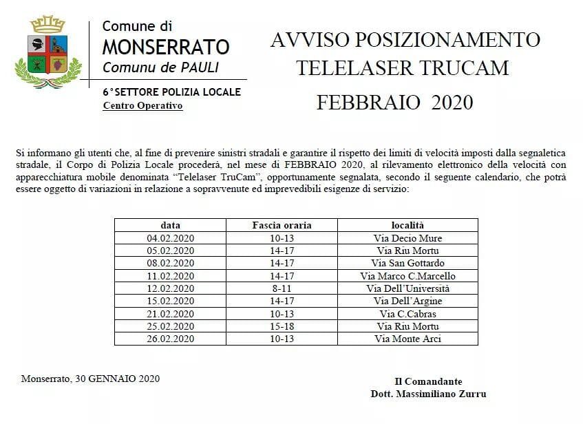 Trucam a Monserrato, occhio alla strage di multe del super autovelox: ecco dove lo troveremo a febbraio