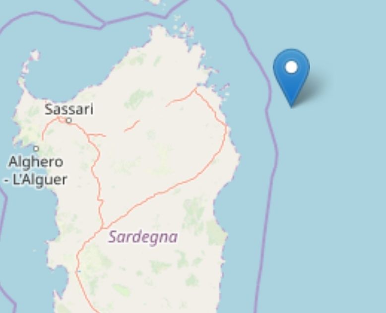 Terremoto al largo della Sardegna, magnitudo 3.5: scossa sentita sino a Sassari