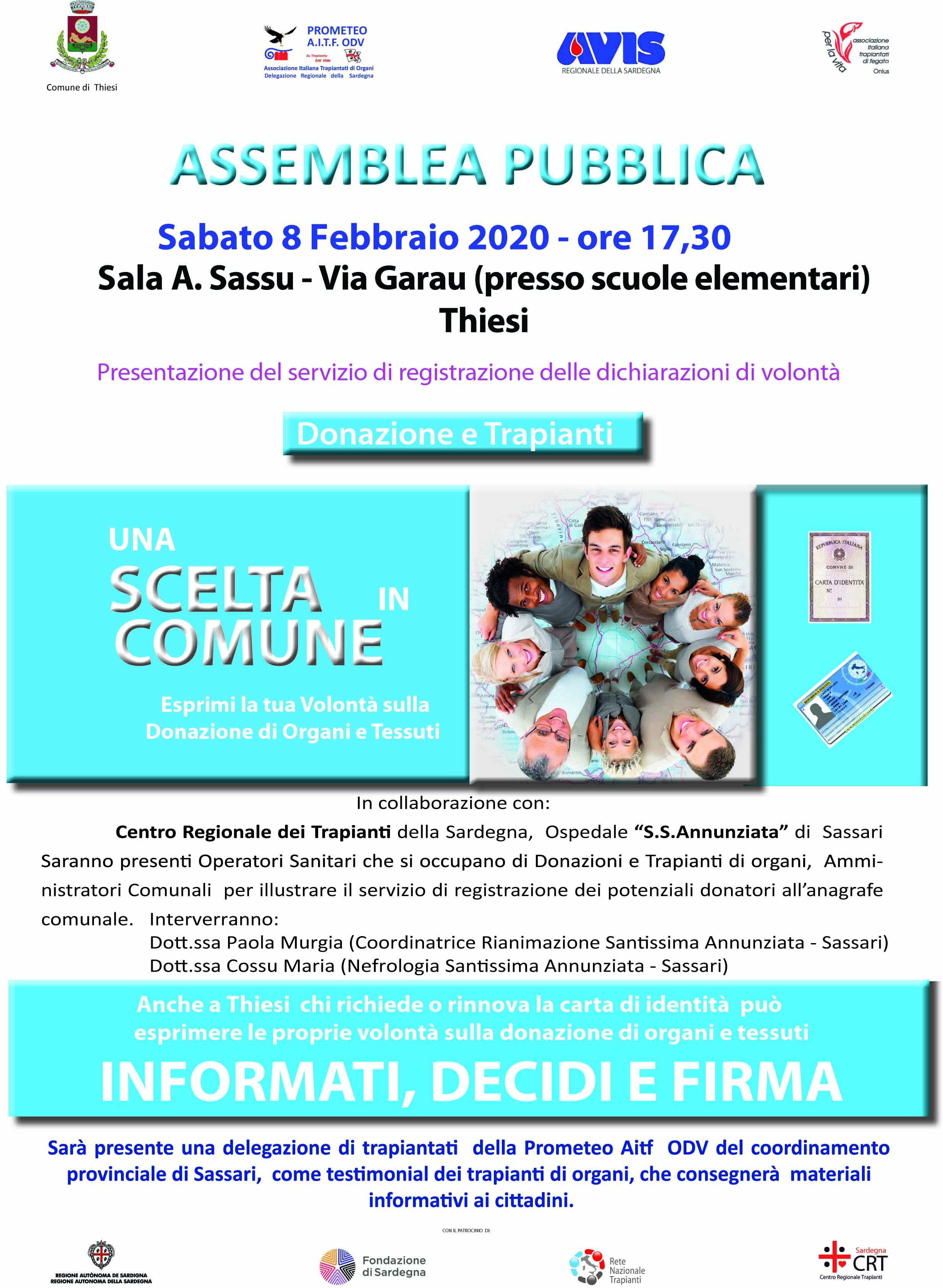 Un incontro per promuovere la donazione di organi a Thiesi