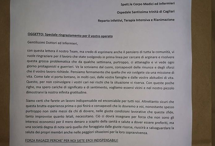 Cagliari, la cena gratis agli infermieri del SS Trinità: “Siete i nostri eroi indispensabili”