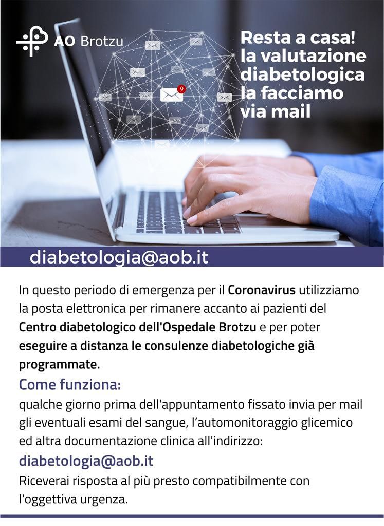Diabete, al Brotzu scattano le visite a distanza: basta mandare via mail il risultato degli esami, il medico risponderà