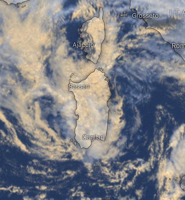 Sardegna nella morsa di un piccolo vortice ciclonico: possibili temporali nelle prossime ore