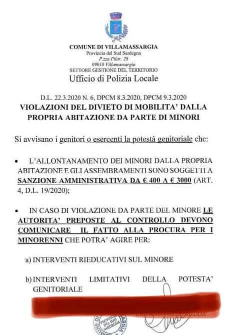 Villamassargia, multe sino a 3mila euro a chi porta i figli lontano da casa: “Limitata addirittura la potestà genitoriale, è assurdo”
