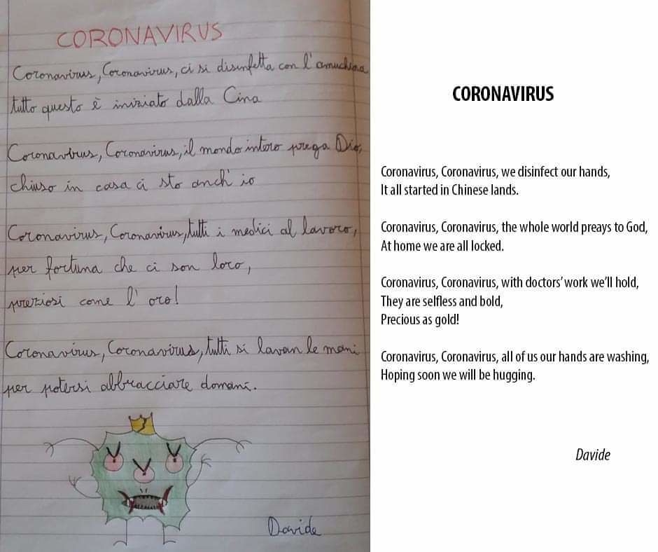 Davide di San Giovanni Suergiu, la sua poesia sul virus pubblicata dal Museo di Bruxelles