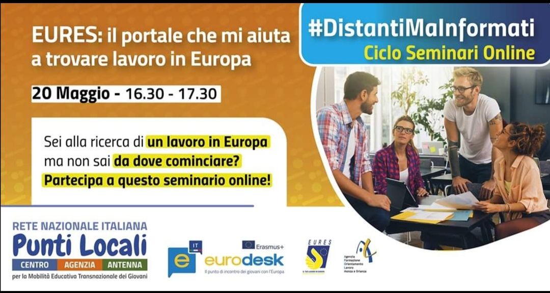 Eurodesk Monserrato: al via il secondo webinar “EURES il portale che mi aiuta a trovare lavoro in Europa”
