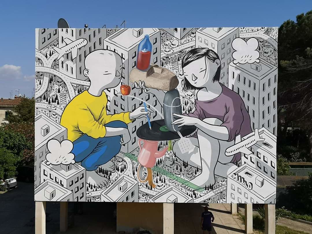 “Equilibrio”, il nuovo murale dell’artista di fama internazionale Millo a San Gavino