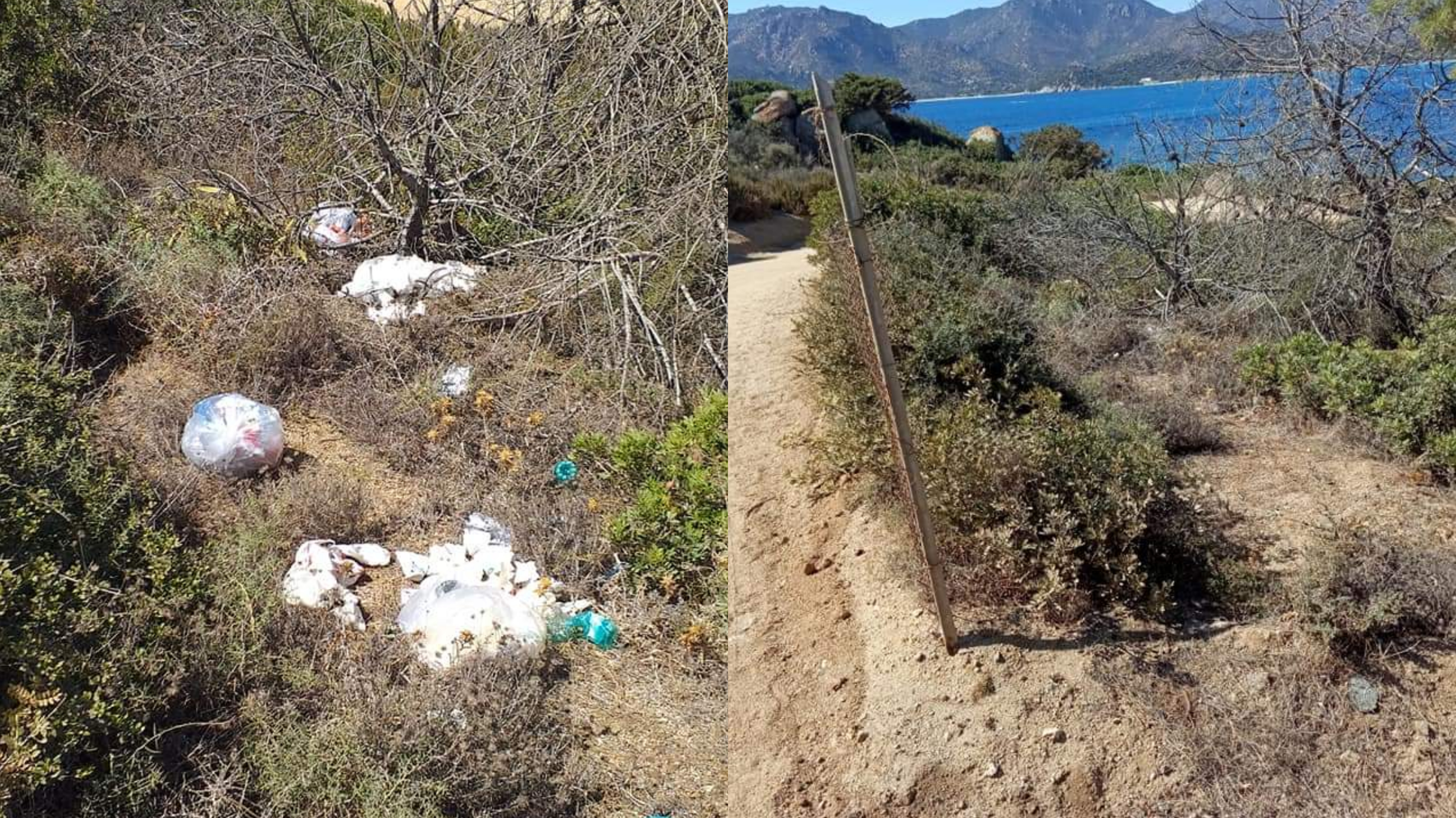 Villasimius, il panorama mozzafiato sul mare oltraggiato da rifiuti