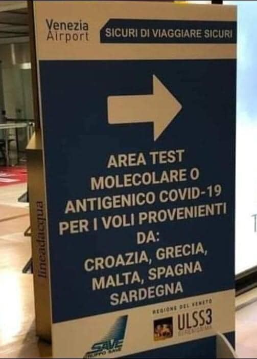 Coronavirus, all’aeroporto di Venezia test molecolare per chi arriva dalla Sardegna