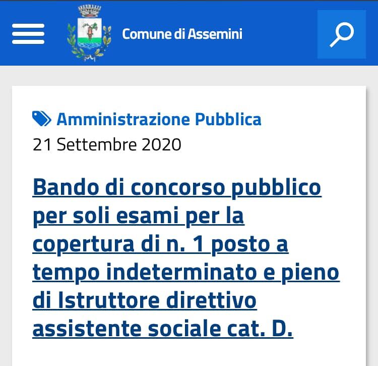 Assemini, 14 assunzioni a tempo indeterminato in Comune: via alla corsa delle candidature