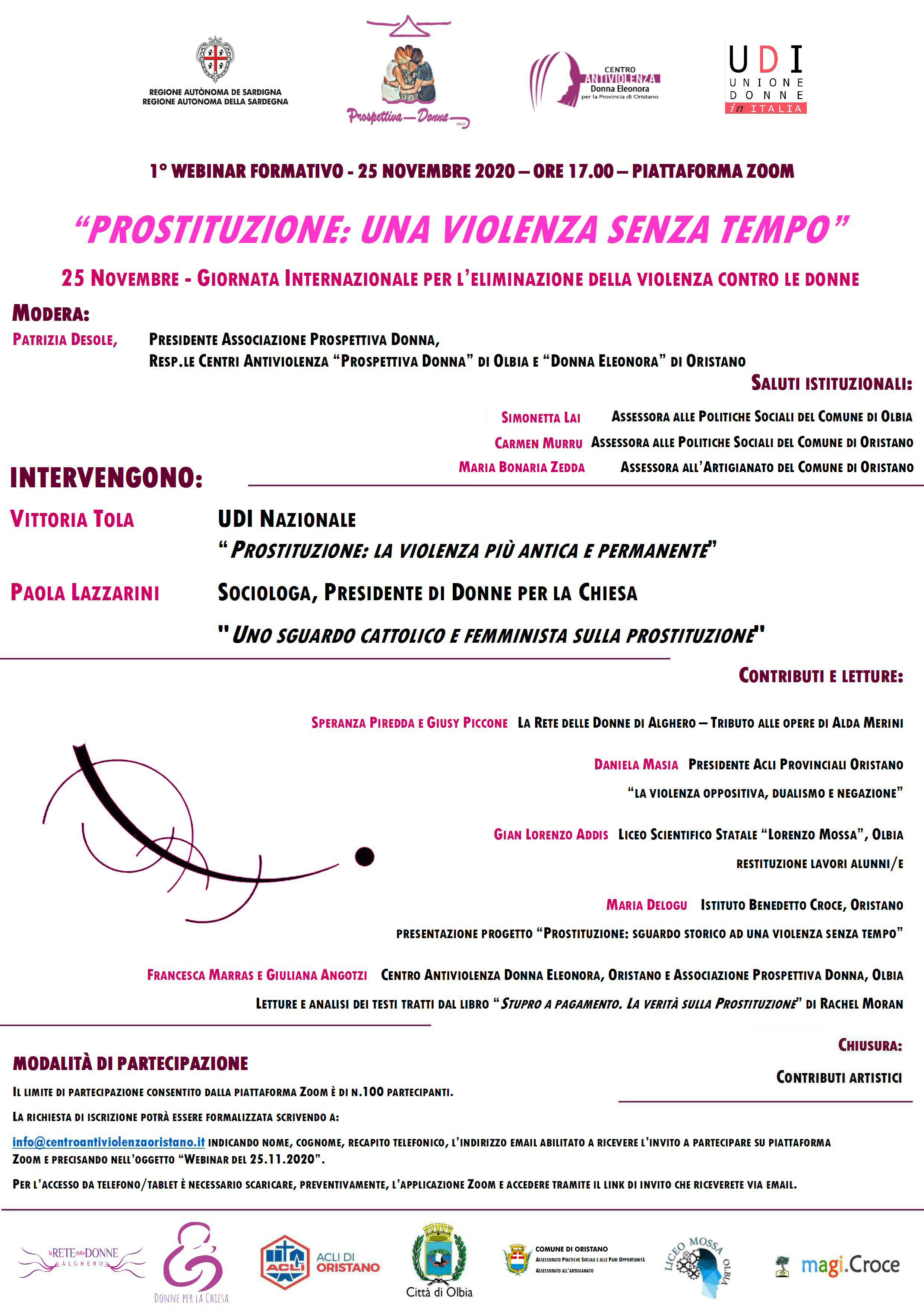 “Prostituzione: una violenza senza tempo”, se ne discute on line il 25 novembre