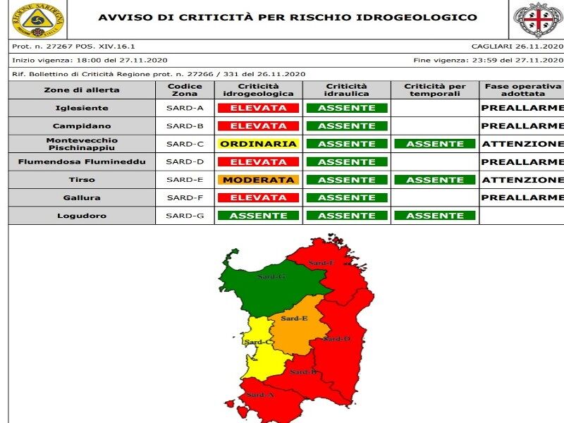 Pioggia, vento e mareggiate: allerta rossa su Campidano e metà Sardegna per il maltempo