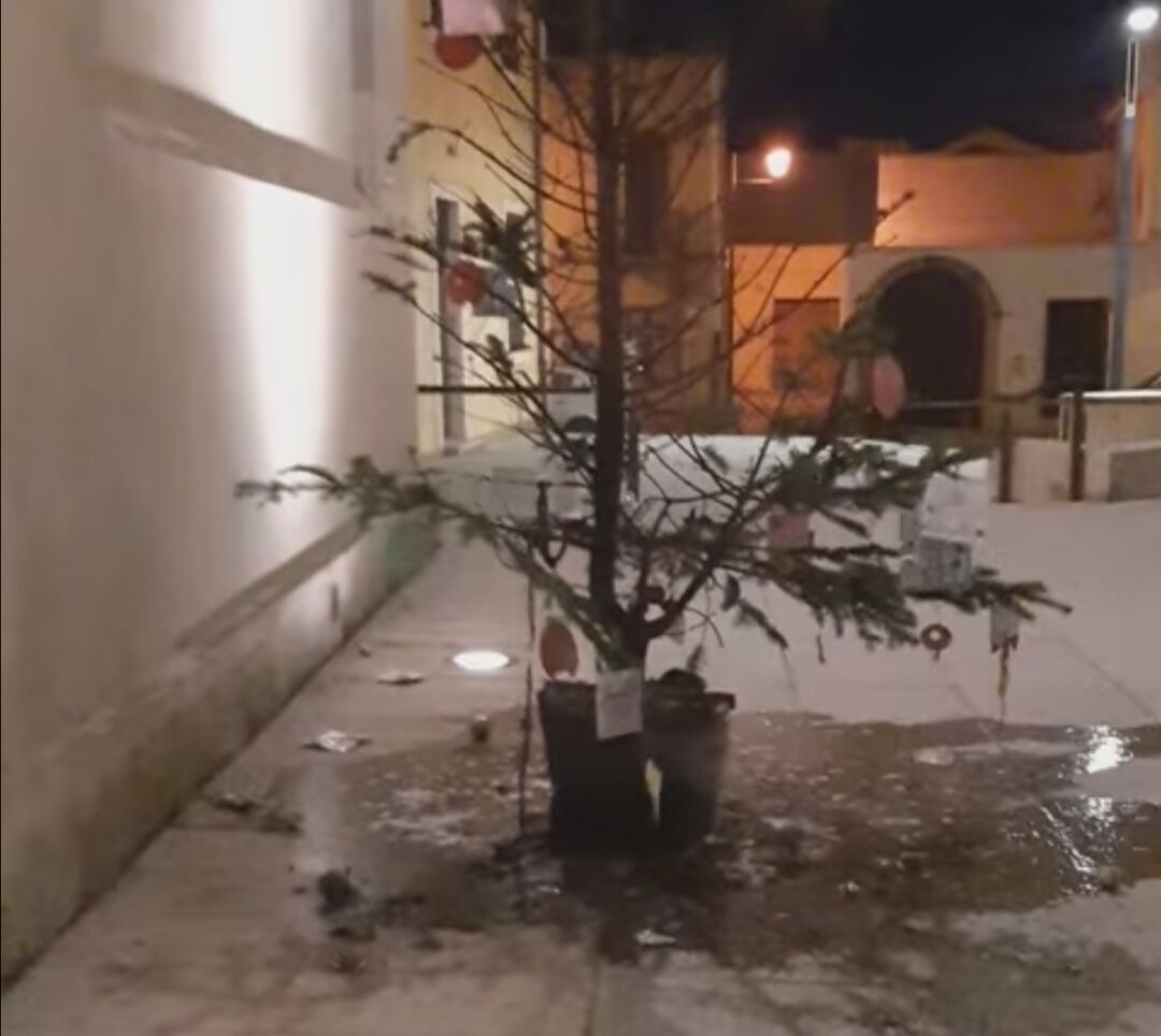 Vandali in azione a Quartucciu, incendiato l’albero di Natale addobbato dai bimbi della comunità