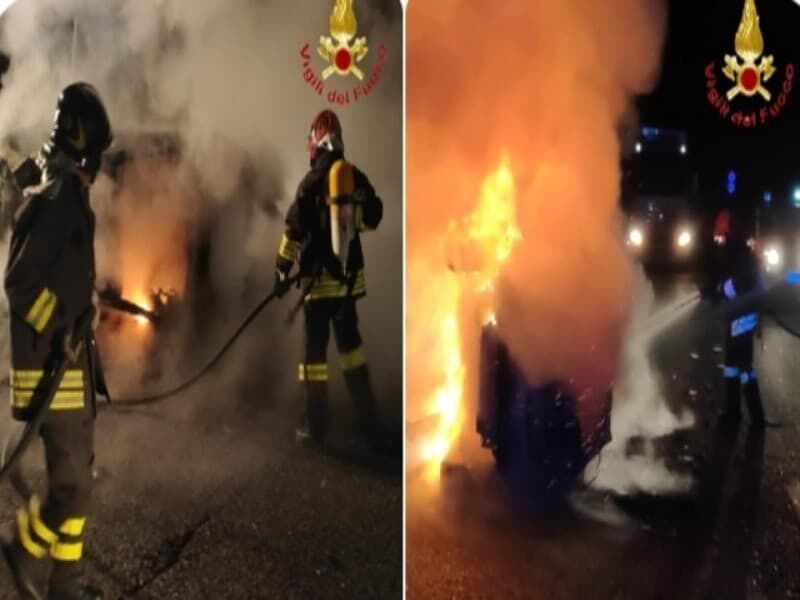 Pauroso incidente sulla 131 Dcn, auto con 4 giovani a bordo si ribalta e si incendia